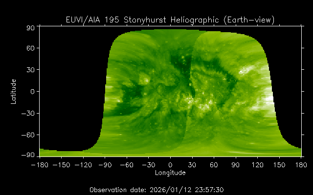 EUVI 195 heliographic map