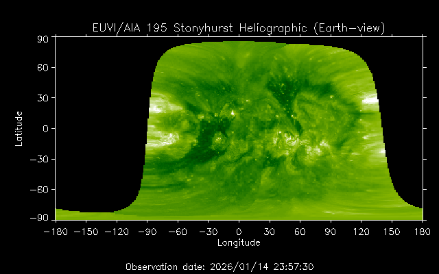 EUVI 195 heliographic map