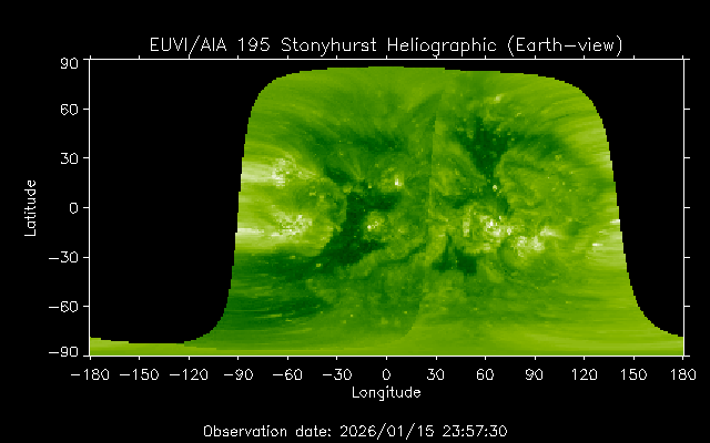 EUVI 195 heliographic map