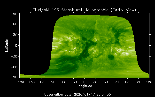 EUVI 195 heliographic map