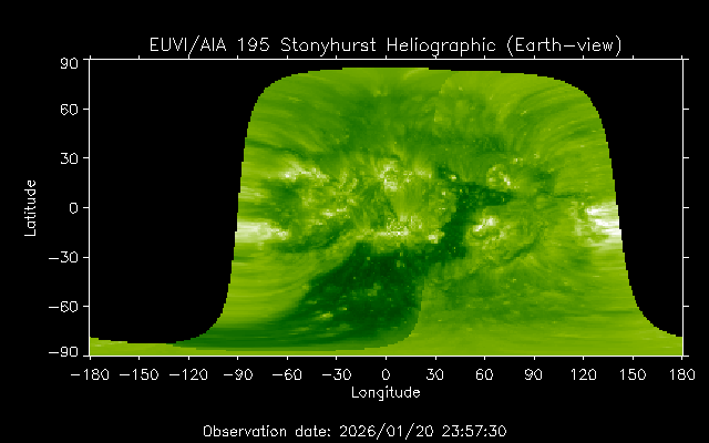 EUVI 195 heliographic map