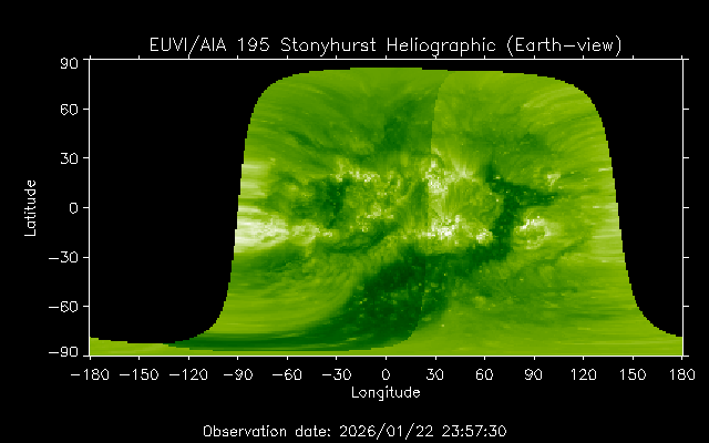 EUVI 195 heliographic map