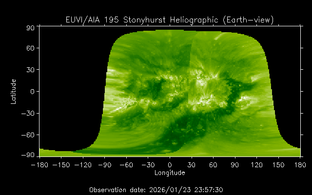 EUVI 195 heliographic map