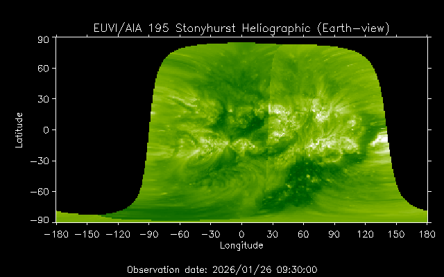 EUVI 195 heliographic map