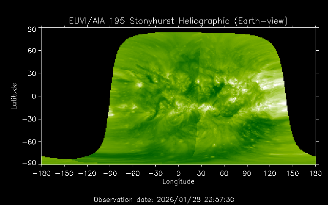 EUVI 195 heliographic map
