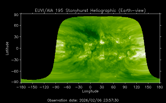 EUVI 195 heliographic map