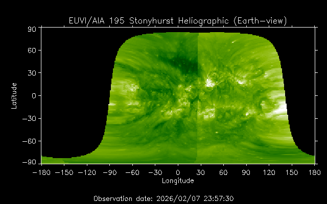 EUVI 195 heliographic map