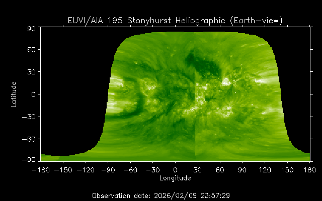 EUVI 195 heliographic map
