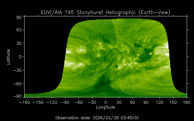 EUVI 195 heliographic map