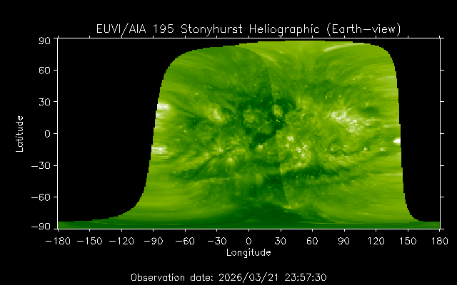 EUVI 195 heliographic map