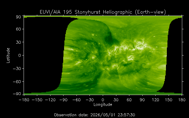 EUVI 195 heliographic map