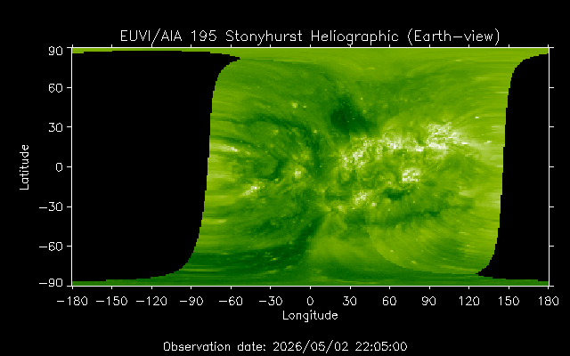 EUVI 195 heliographic map