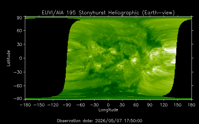 EUVI 195 heliographic map
