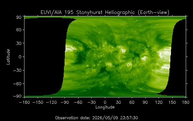EUVI 195 heliographic map