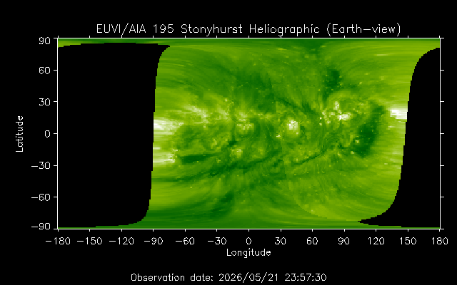 EUVI 195 heliographic map