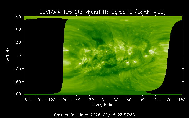 EUVI 195 heliographic map