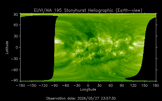 EUVI 195 heliographic map