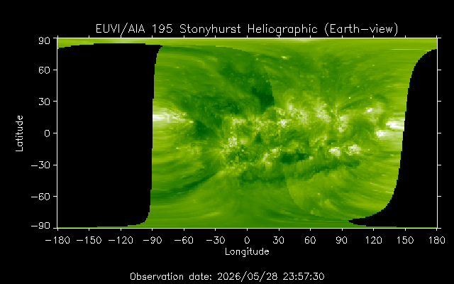 EUVI 195 heliographic map