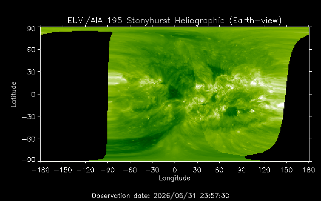 EUVI 195 heliographic map