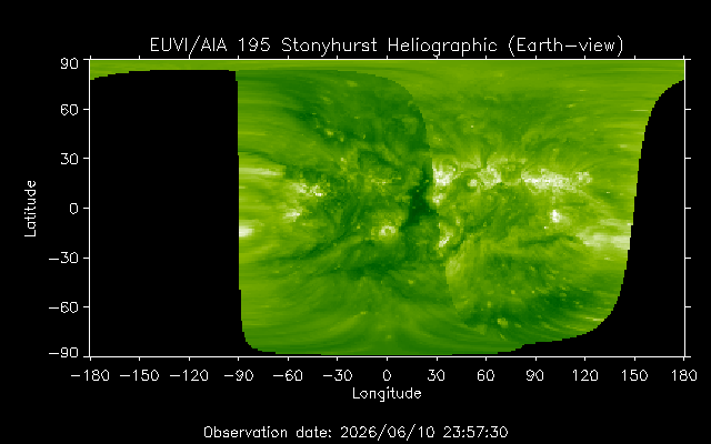 EUVI 195 heliographic map