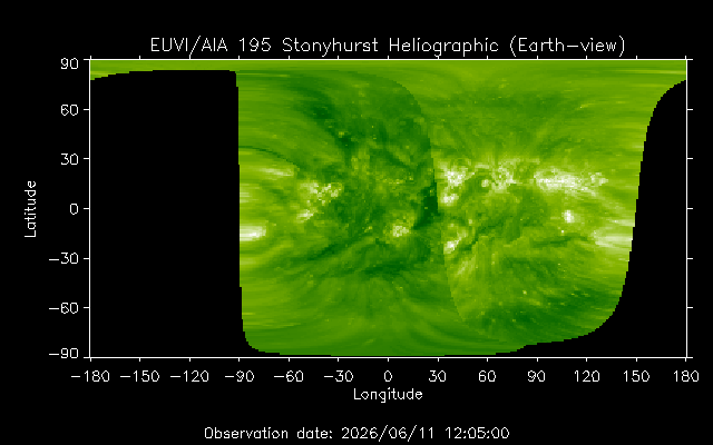 EUVI 195 heliographic map