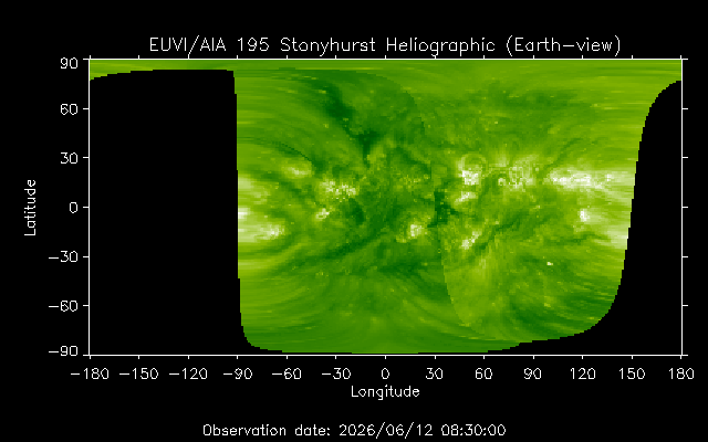 EUVI 195 heliographic map