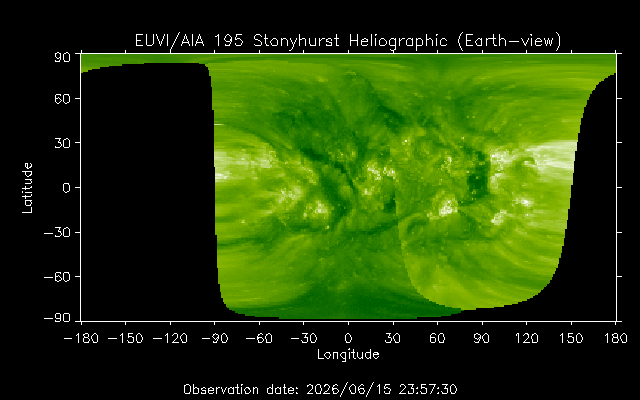EUVI 195 heliographic map