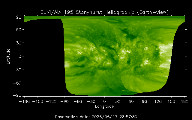 EUVI 195 heliographic map