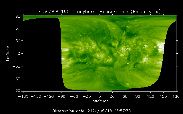 EUVI 195 heliographic map
