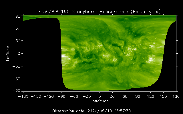 EUVI 195 heliographic map