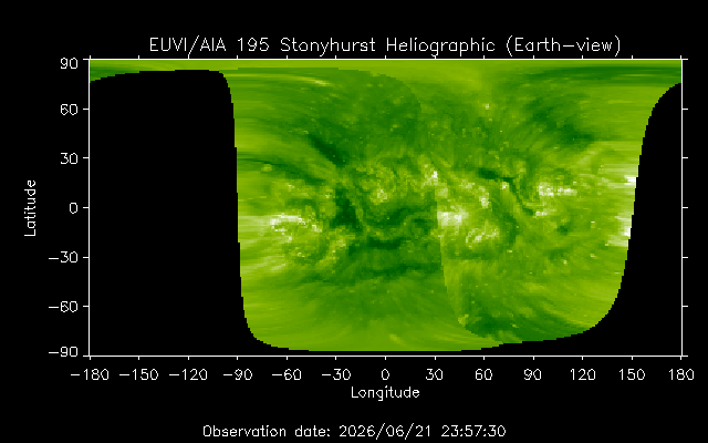 EUVI 195 heliographic map