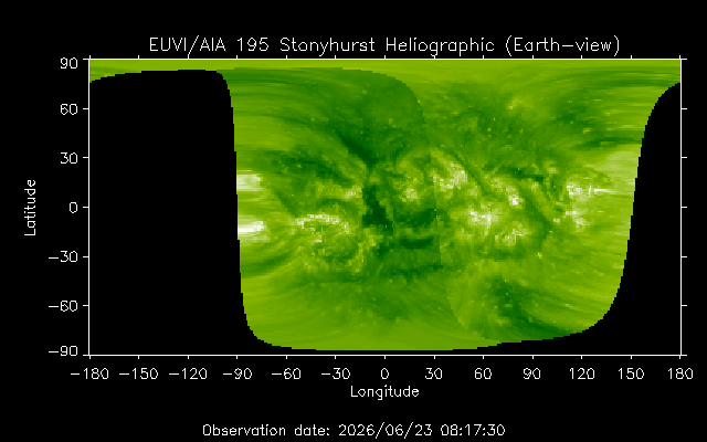 EUVI 195 heliographic map