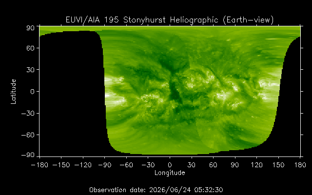 EUVI 195 heliographic map