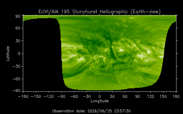 EUVI 195 heliographic map
