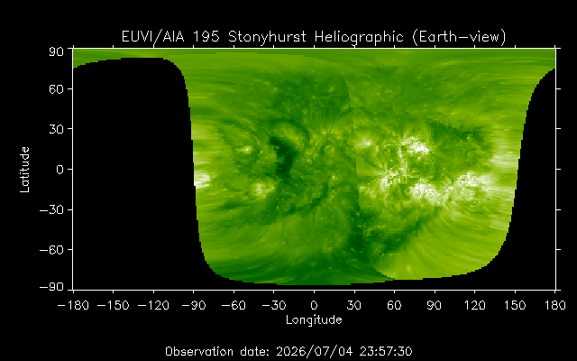EUVI 195 heliographic map