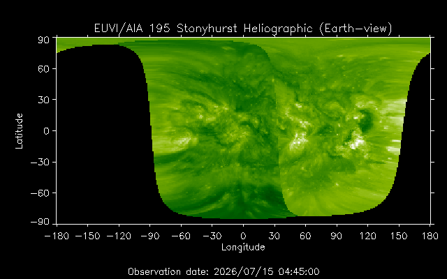 EUVI 195 heliographic map
