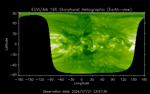 EUVI 195 heliographic map