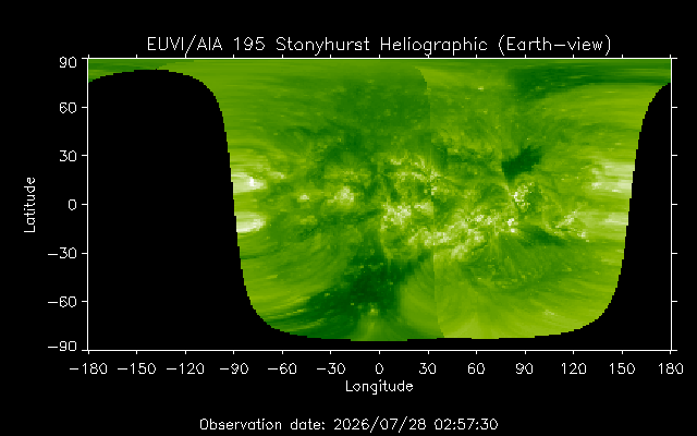 EUVI 195 heliographic map