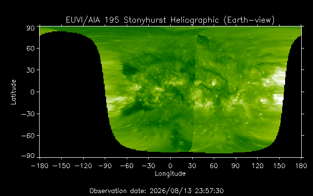 EUVI 195 heliographic map