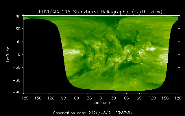 EUVI 195 heliographic map