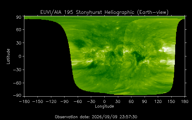 EUVI 195 heliographic map