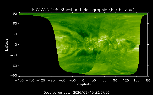 EUVI 195 heliographic map
