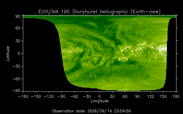 EUVI 195 heliographic map