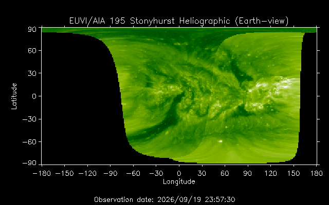 EUVI 195 heliographic map