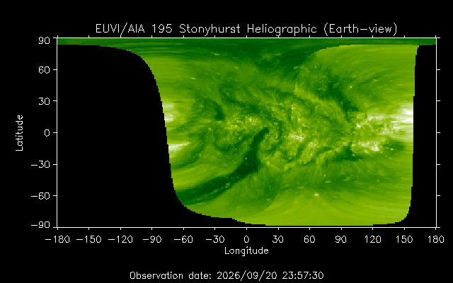 EUVI 195 heliographic map