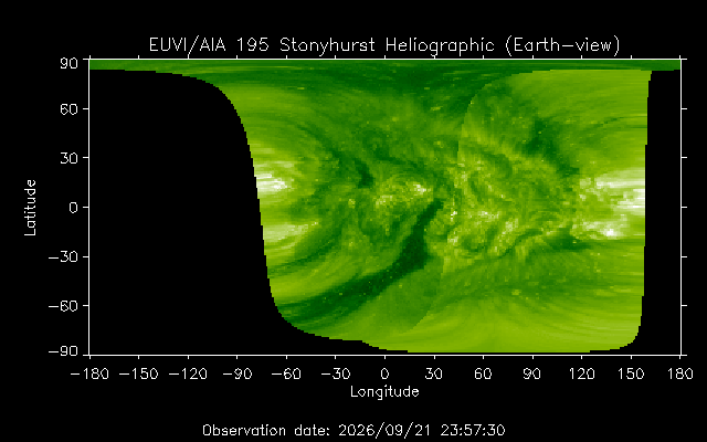 EUVI 195 heliographic map