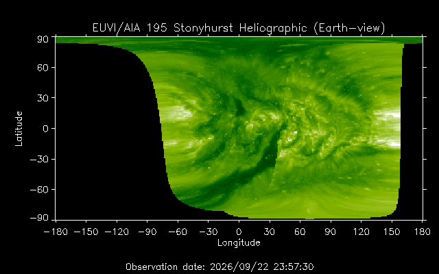 EUVI 195 heliographic map
