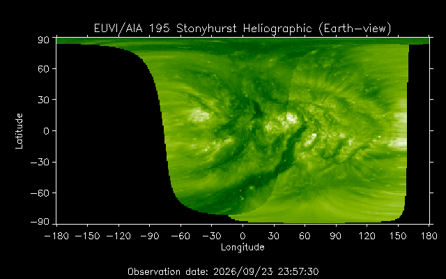 EUVI 195 heliographic map
