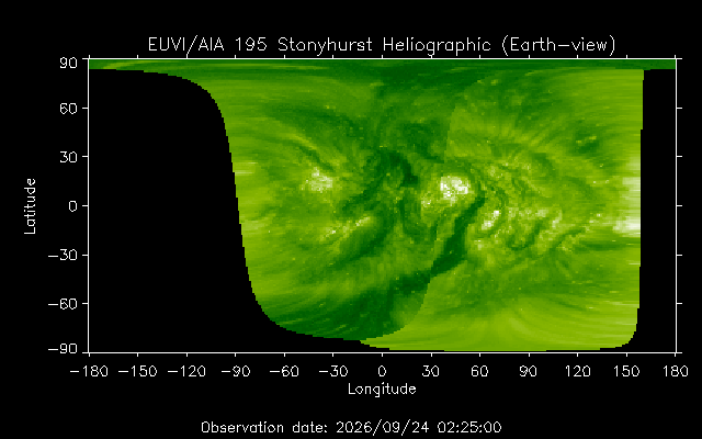 EUVI 195 heliographic map