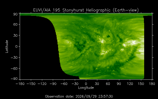EUVI 195 heliographic map